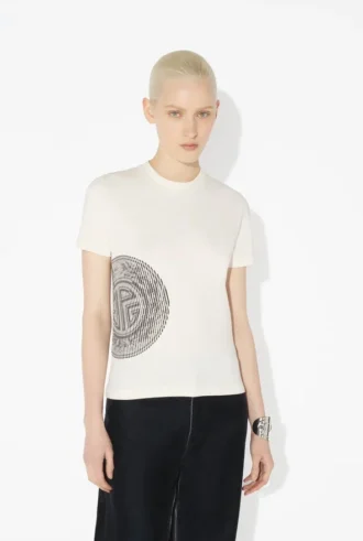 Beyaz Laurel Baskılı Baby Tee Tişörtü