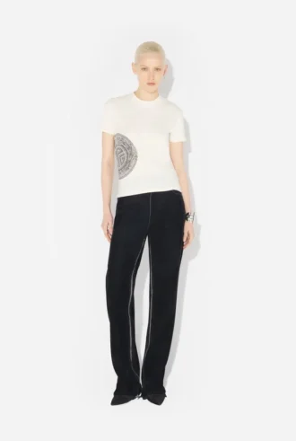 Beyaz Laurel Baskılı Baby Tee Tişörtü