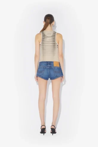 Düğmeli Mavi Denim Şortlar