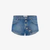 Düğmeli Mavi Denim Şortlar