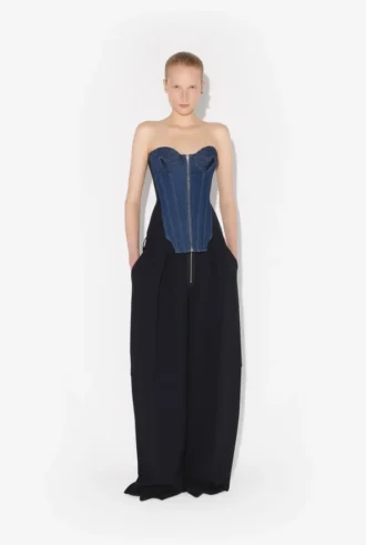 İki Malzemeli Denim Korseler İki Malzemeli Denim Korseler