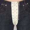 Kontrast Renkli Bağcıklı Denim Jean
