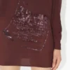 Kısa Bordo Nakışlı Elbise Kısa Bordo Nakışlı Elbise