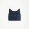 Kıvrımlı Denim Mini Etek