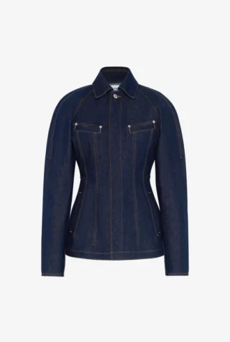 Omuz Vatkalı Denim Ceket