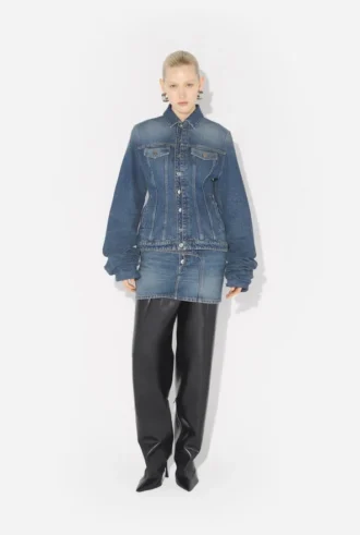 Oversized Kollu Mavi Denim Ceket