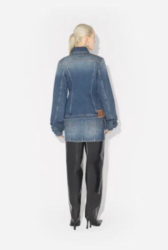 Oversized Kollu Mavi Denim Ceket