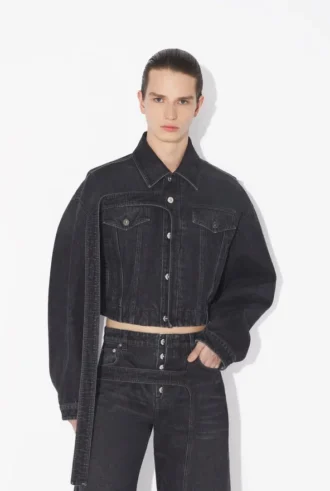Siyah Denim Askılı Ceket