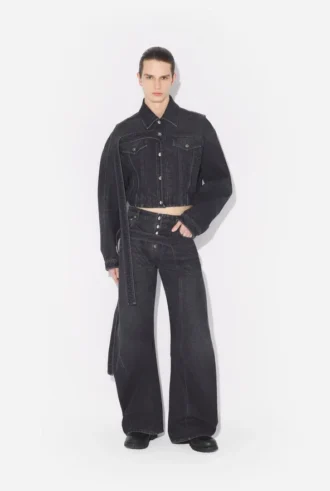 Siyah Denim Askılı Jeanler