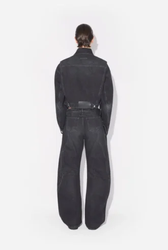 Siyah Denim Askılı Jeanler