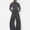 Siyah Denim Askılı Jeanler