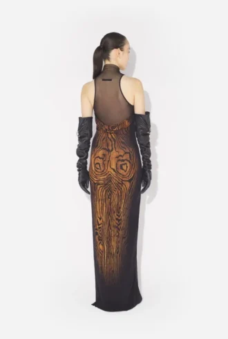 Uzun Drapeli Wood Elbise