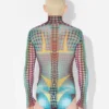 Yeniden Üretim – Mavi Noktalı Desenli Mesh Print Üst Giyim