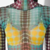 Yeniden Üretim – Mavi Noktalı Desenli Mesh Print Üst Giyim